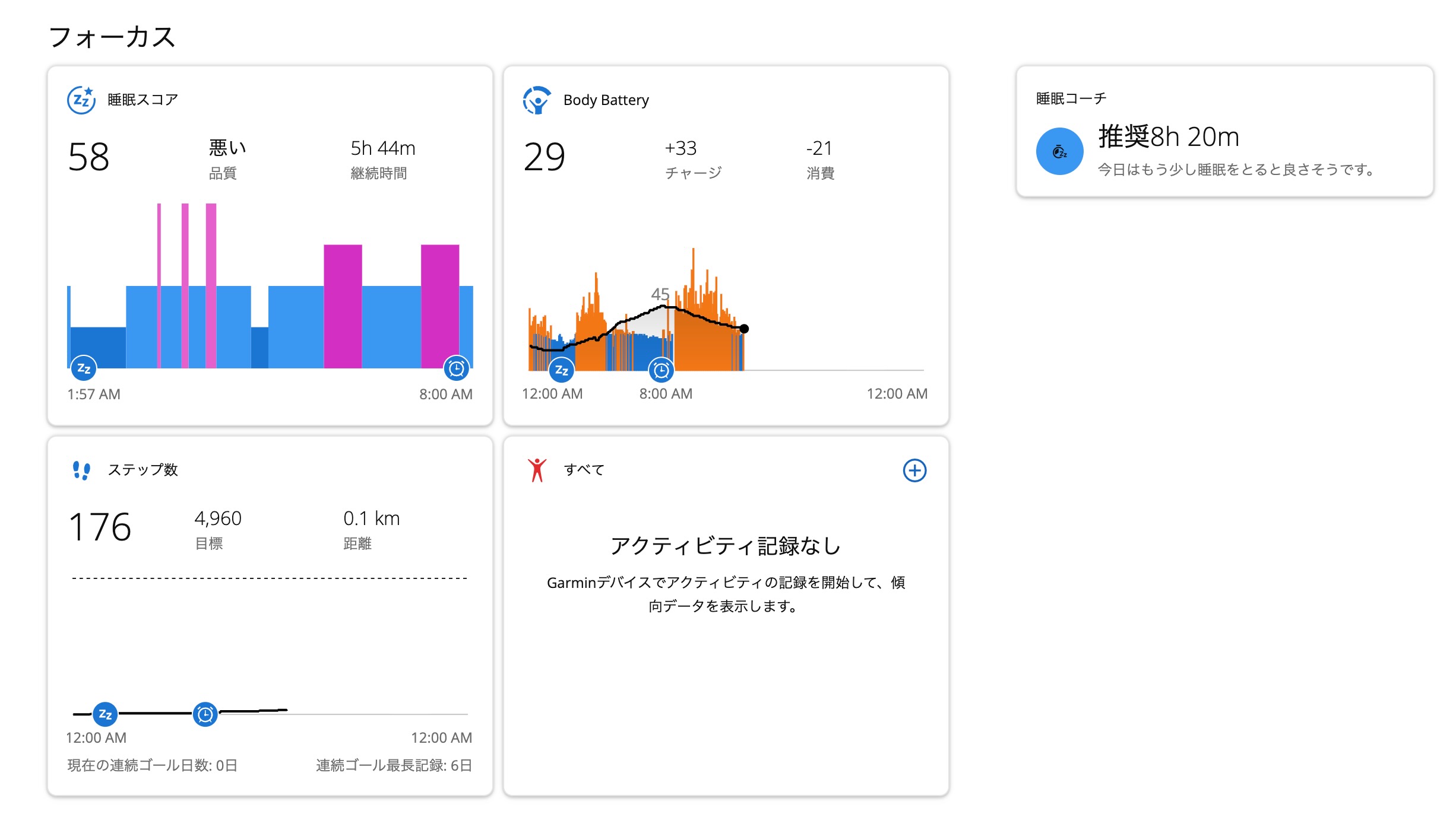 Garmin Connect Web画面