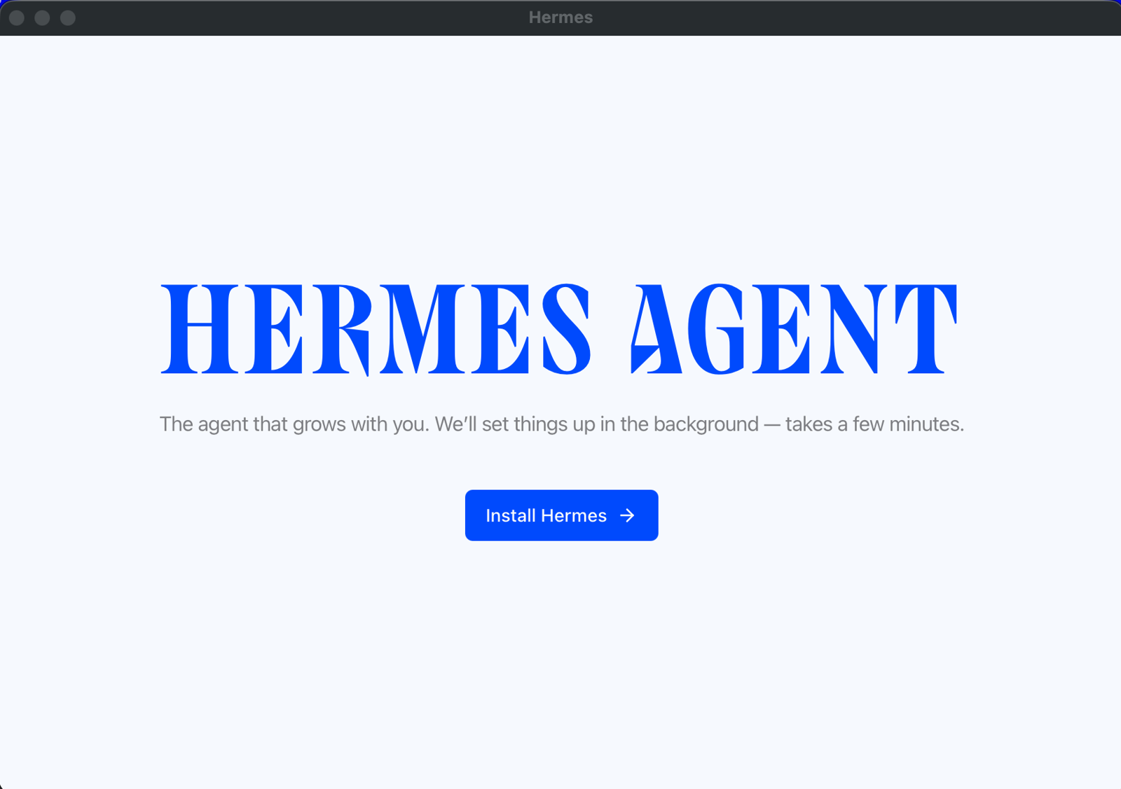 Install Hermes しか選べない最初の画面